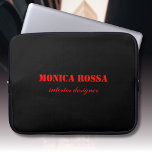 Professionell Enkel modern Neon Red Black Laptop Fodral<br><div class="desc">Minimalistisk Clean Black Soli Färg Background och Neon Red,  modernt typsnitt laptop sleeve. Anpassa för din anpassningsbars använda. Klicka på knappen "Anpassa" om du vill ändra bakgrunden färg,  teckensnittet stilar och teckensnittet färg. Klassisk design | Elegant | Trendig Färg | Snyggt och Mode | Professionell Business Design</div>