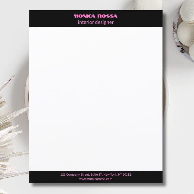 Professionell Enkel Modern Neon Rosa Brevpapper Anteckningsblock (Skapare uppladdad)