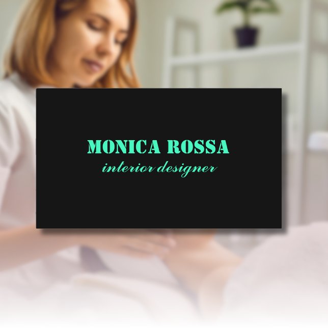 Professionell Enkel modern Neon Teal Black Visitkort (Skapare uppladdad)