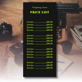 Professionell enkel modern Pris lista över neonbeg Meny