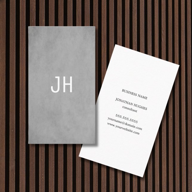 Professionell Enkel Textur Ljusgrå Monogram Visitkort (Skapare uppladdad)
