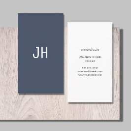 Professionell Enkelt blåvitt monogram Visitkort