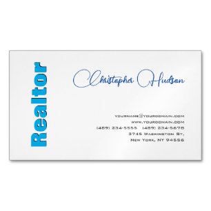 Professionell Enkelt Realtor Real Gods Blue White Magnetiska Visitkort