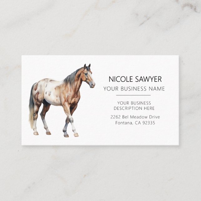 Professionell Equestrian Personlig Equine Horse Visitkort (Framsida)