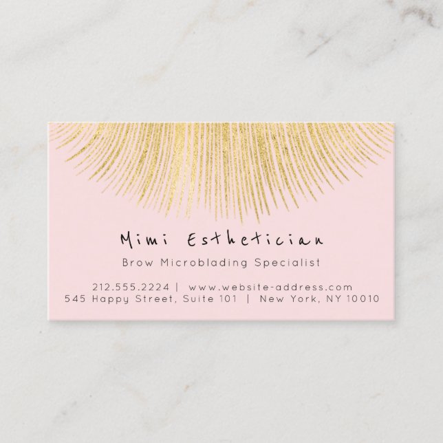 Professionell Esthetician Lash Guld Ro Powder Tidsbeställning Kort (Framsida)