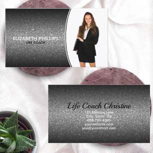 Professionell Event Planner Black Ombre Glitter Visitkort