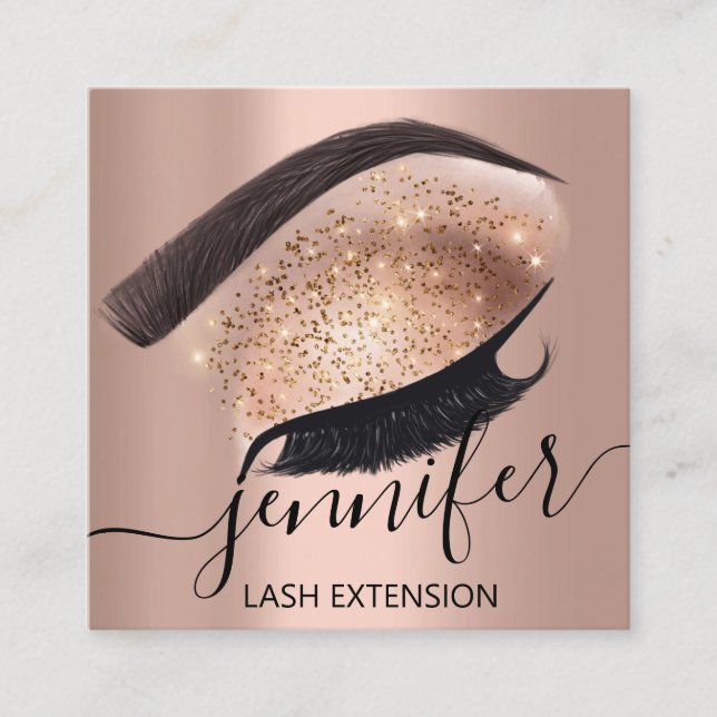 Professionell Eyelash Extension Makeup Artist Vips Fyrkantigt Visitkort (Framsida)