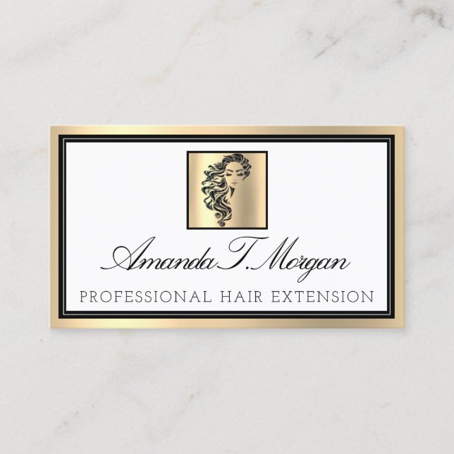 Professionell Eyelash Hair Extension Brows Guld Lu Visitkort (Framsida)