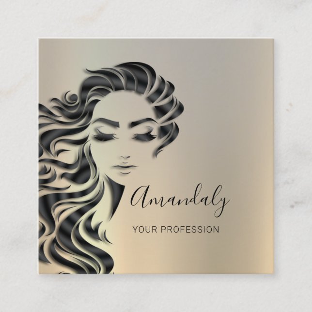 Professionell Eyelash Hair Salon Grått Square Fyrkantigt Visitkort (Framsida)