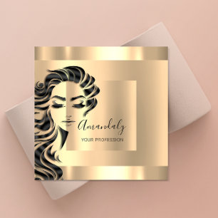 Professionell Eyelash Hair Salon Guld Square Fyrkantigt Visitkort