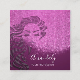 Professionell Eyelash Hair Salon Rosa Berry Fyrkantigt Visitkort