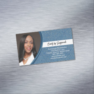 Professionell Faux Blue Glitter Anpassningsbar Pho Magnetiska Visitkort