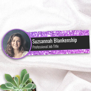 Professionell Faux Lila Glitter Anpassningsbar Pho Namnbricka
