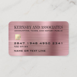Professionell Faux Metallic Rosa Kredit Card Stil Visitkort