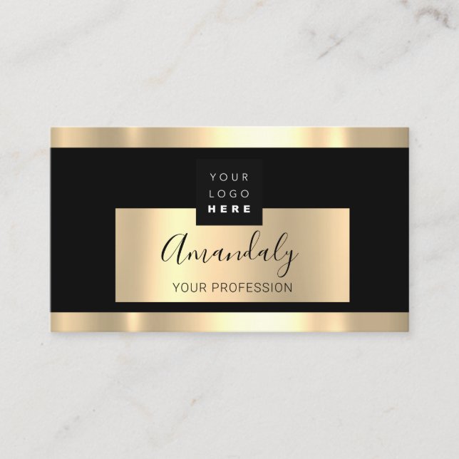 Professionell Finance Services Guld Logotyp VIP Bl Visitkort (Framsida)