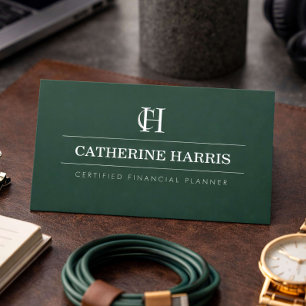 Professionell finansiell rådgivare med monogram i  visitkort