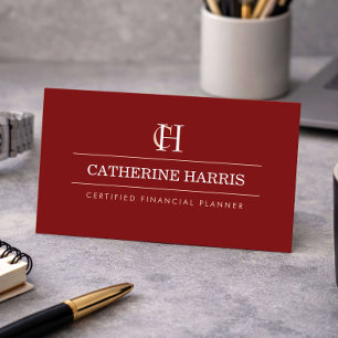 Professionell finansiell rådgivare med monogram i  visitkort