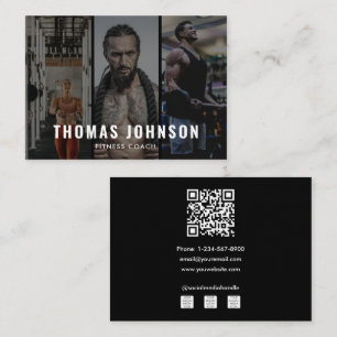 Professionell Fitness Coach Social Media 3 Photo Visitkort