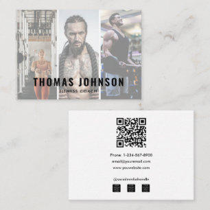 Professionell Fitness Coach Social Media 3 Photo Visitkort