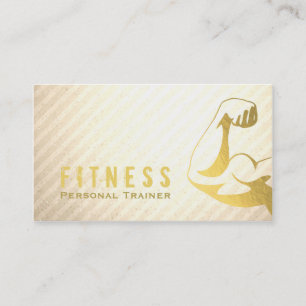 Professionell Fitness Personal Trainer Guld Muscle Visitkort