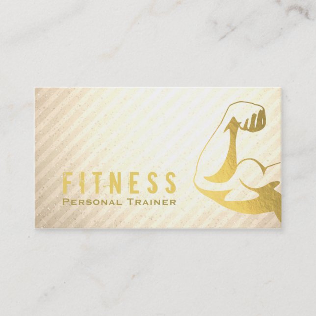 Professionell Fitness Personal Trainer Guld Muscle Visitkort (Framsida)