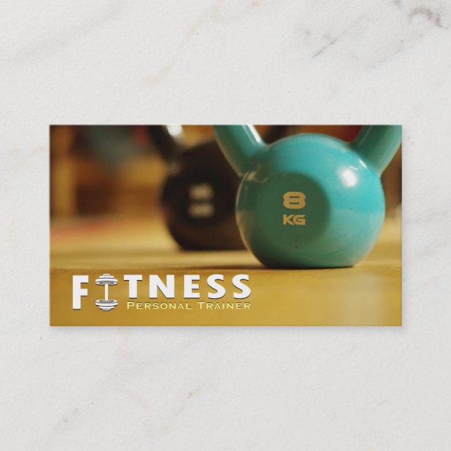 Professionell Fitness Personal Trainer Kettlebell Visitkort (Framsida)