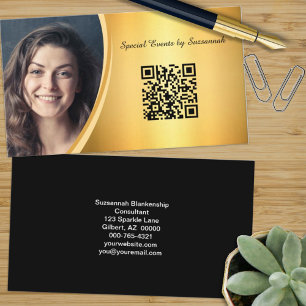 Professionell Flarad Guld-Anpassningsbar - QR-kod Visitkort