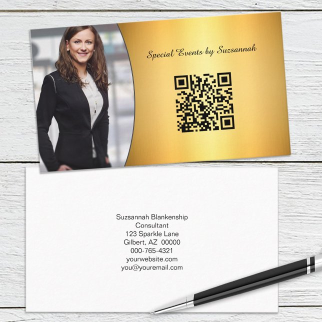 Professionell Flare Guld Anpassningsbar - foto QR- Visitkort (Skapare uppladdad)