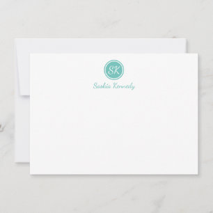 Professionell för elegant Aqua Script Monogram Anteckningskort