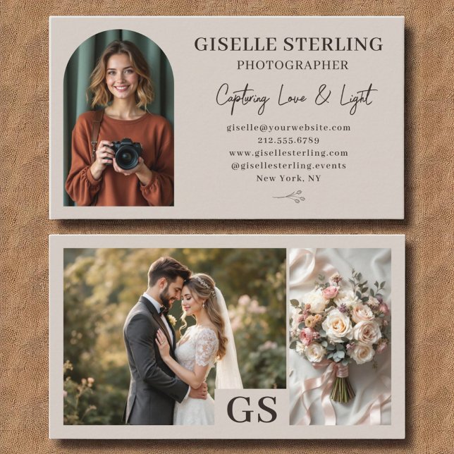 Professionell för Elegant av Neutralt för  av foto Visitkort (Skapare uppladdad)