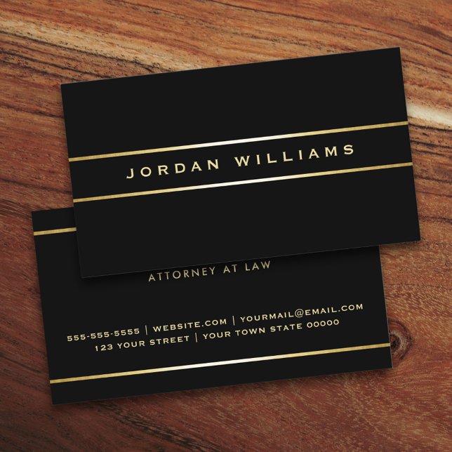 professionell för elegant svart guld-övertoning gr visitkort (Elegant black business card with golden gradient borders)