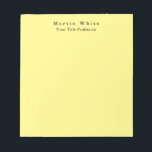 Professionell för enkel Elegant, modern Gult Anteckningsblock<br><div class="desc">Enkel,  modern och minimalistisk design för företag. Den här mallen kan anpassas för att uppfylla alla professioneller.</div>