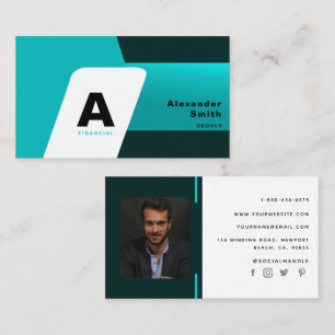 Professionell för enkel modern Aqua Blue-Logotyp, Visitkort