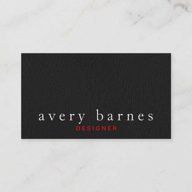 Professionell för enkelt svart, texturerat läderut visitkort (Framsida)