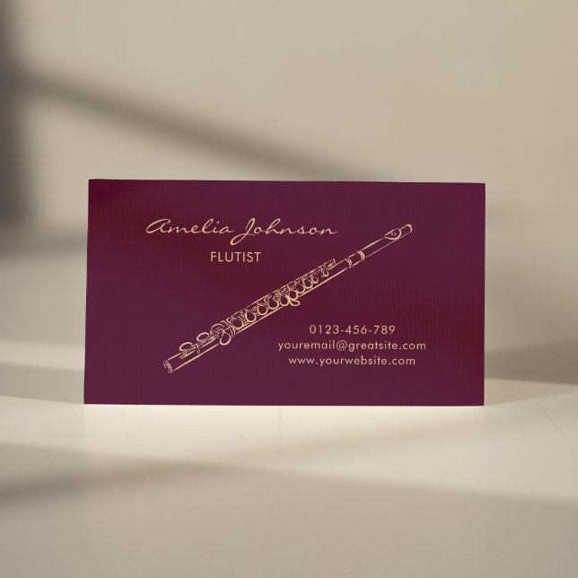 Professionell för Flute Burgundy-Elegant Visitkort (Skapare uppladdad)
