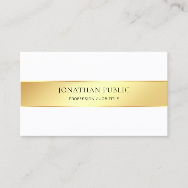 Professionell för Guld White Modern Elegant Visitkort (Framsida)