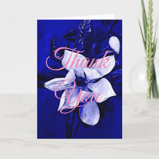 Professionell för klassisk Tack, blå Rosa Tack Kort (Framsida)