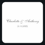 Professionell för Kreativ i Bröllop Elegant Modern Fyrkantigt Klistermärke<br><div class="desc">Den här mallen kan anpassas för att uppfylla alla professioneller.</div>