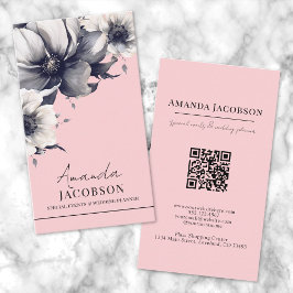 Professionell för lodrät QR-Elegant för Rosa Blom Visitkort