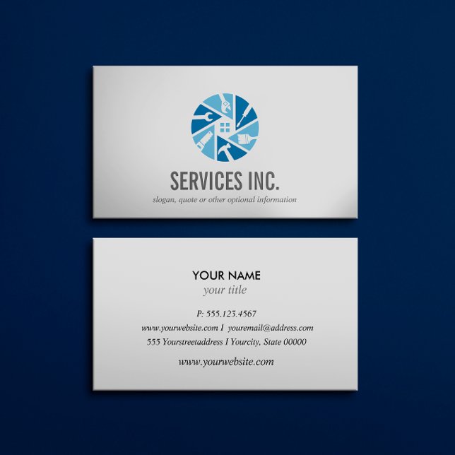 Professionell för logotyp av blå HEMreparationstjä Visitkort (Skapare uppladdad)