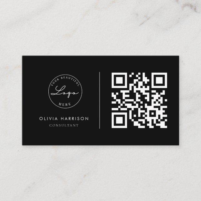 Professionell för lyxminimalistisk QR-kod Visitkort (Framsida)