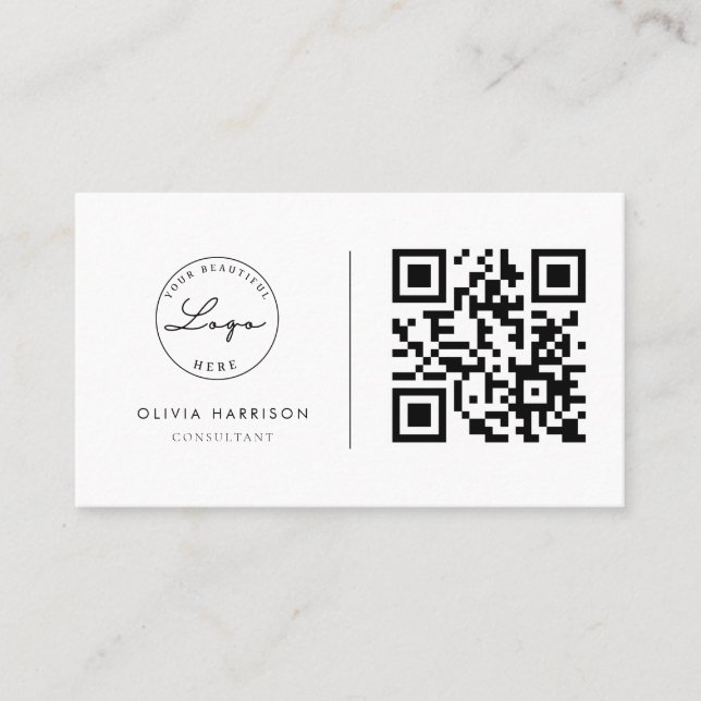 Professionell för lyxminimalistisk QR-kod Visitkort (Framsida)