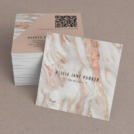 Professionell för marble elegant för QR-kod ro gul Fyrkantigt Visitkort