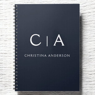 Professionell för marinblå vit modern Elegant- Anteckningsbok