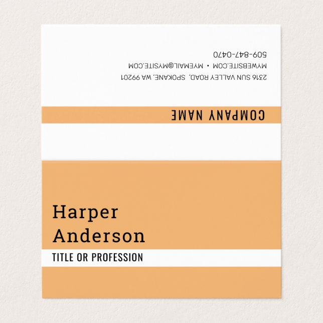 Professionell för modern minimal Orange Visitkort (Utsida ovikt)