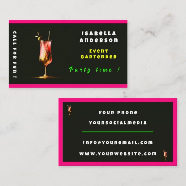 Professionell för modern Personlig i party Visitkort (Fram/baksida)