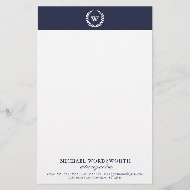 Professionell för monogram Classic-Elegant Brevpapper (Framsida)