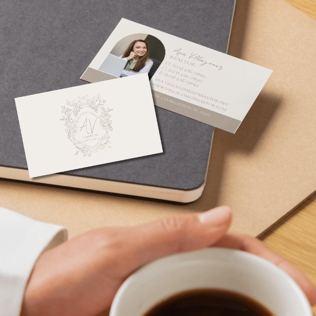 Professionell för Neutralt av anpassningsbar Vinta Visitkort (Elegant and professional agent business card that makes a great first impression!)