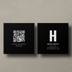 Professionell för QR Code Front and Back Monogram Fyrkantigt Visitkort