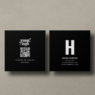 Professionell för QR Code Front and Back Monogram Fyrkantigt Visitkort